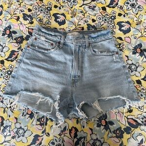 Abercrombie and Fitch Light Wash Curve Love High Waisted Mom Shorts